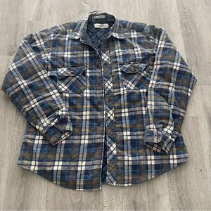 Vintage 70s 80s Windbreaker Brand Plaid Flannel Shirt Quilted Jacket Mens Large